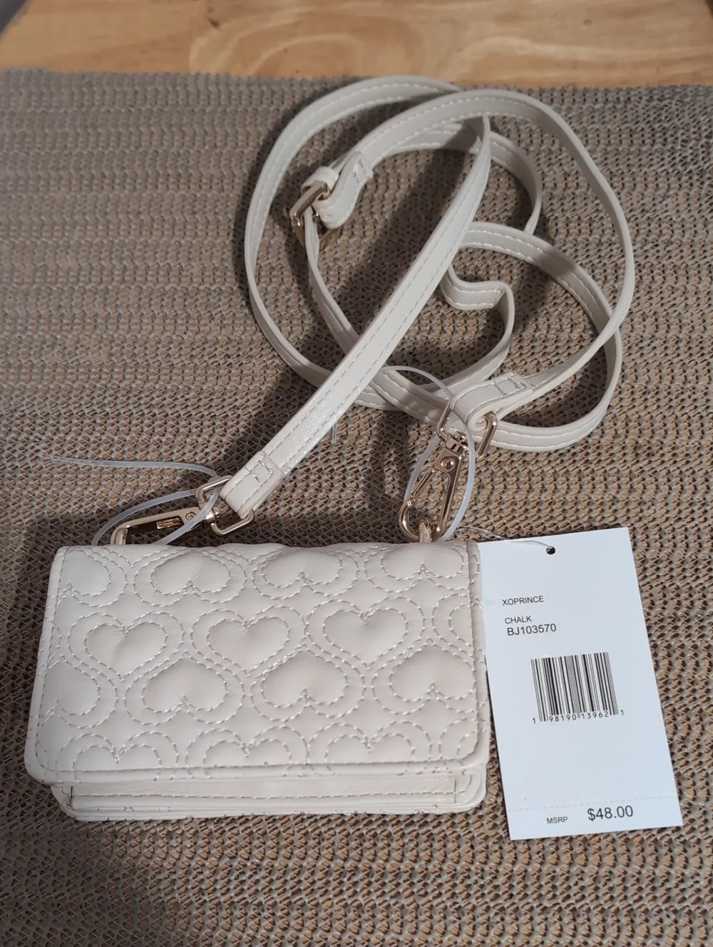 Betsey Johnson Quilted Heart Crossbody Wallet/ Mini Bag New